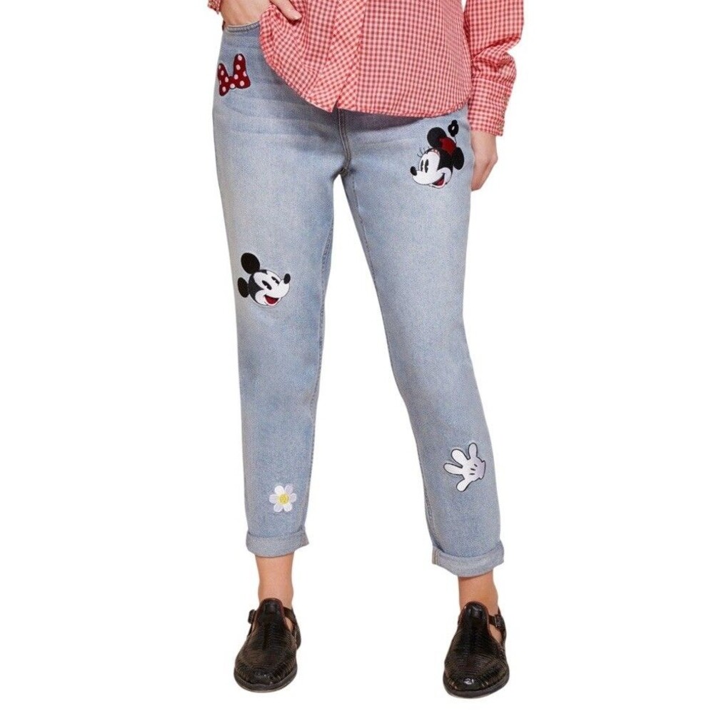 Her Universe Disney Minnie Mouse Embroidered Mom Blue Jeans Size 9 - Picture 7 of 12